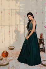 Load image into Gallery viewer, Bottle Green Embroidered Lehenga Set