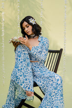 Load image into Gallery viewer, Teal Blue Floral Printed Co-od Set