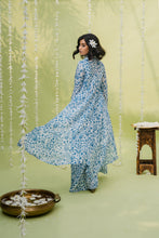 Load image into Gallery viewer, Teal Blue Floral Printed Co-od Set