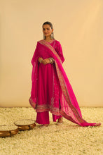 Load image into Gallery viewer, Mayra - Hotpink Long Kurta with Palazzo & Dupatta