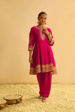 Load image into Gallery viewer, Rayana - Hotpink A-line Kurta with Salwar & Dupatta