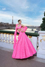 Load image into Gallery viewer, Neon Pink Sequin Lehenga Set