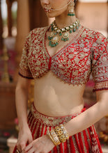 Load image into Gallery viewer, Roha - Deep Red Lehenga Set with Blouse & Dupatta