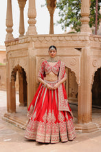 Load image into Gallery viewer, Mahroz - Deep Red Lehenga Set with Blouse & Dupatta