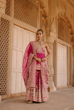 Load image into Gallery viewer, Nisbat - Hot Pink Kurta Set with Garara & Dupatta