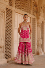 Load image into Gallery viewer, Nisbat - Hot Pink Kurta Set with Garara & Dupatta