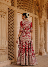 Load image into Gallery viewer, Merab - Deep Red Kurta Set with Lehenga & Dupatta