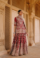 Load image into Gallery viewer, Merab - Deep Red Kurta Set with Lehenga & Dupatta