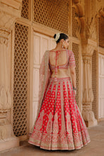 Load image into Gallery viewer, Nusrat - Hot Pink Kali-in-Kali Lehenga Set with Blouse & Dupatta