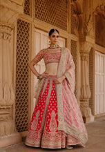 Load image into Gallery viewer, Nusrat - Hot Pink Kali-in-Kali Lehenga Set with Blouse & Dupatta