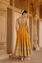 Load image into Gallery viewer, Afraa - Mustard Anarkali Set with Palazzo & Dupatta