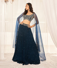 Load image into Gallery viewer, TEAL BLUE LEHENGA SET