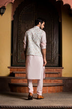 Load image into Gallery viewer, CREAM MATKA EMBROIDERED JACKET WITH BLUSH PINK KURTA AND CHURIDAR