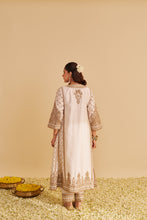Load image into Gallery viewer, Zoya - Dabka Zardozi Embroidered Rich Banarasi Kalidaar Daisy Ivory Long Chauga Set