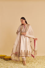 Load image into Gallery viewer, Zoya - Dabka Zardozi Embroidered Rich Banarasi Kalidaar Daisy Ivory Long Chauga Set