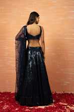 Load image into Gallery viewer, Blue Sequin Lehenga Set