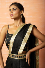 Load image into Gallery viewer, Black Dhoti Saree Set with Belt