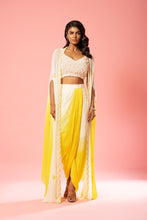 Load image into Gallery viewer, Ivory yellow ombre dhoti set
