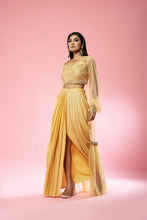 Load image into Gallery viewer, Golden hand-embroidered dhoti set