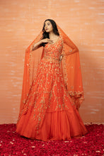 Load image into Gallery viewer, Orange Zardosi Embroidered Lehenga Set