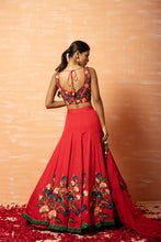 Load image into Gallery viewer, Red 3D Lehenga Set