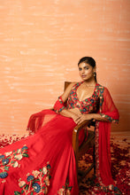 Load image into Gallery viewer, Red 3D Lehenga Set