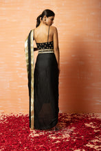 Load image into Gallery viewer, Black Dhoti Saree Set with Belt