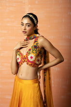 Load image into Gallery viewer, Yellow 3D Lehenga Set