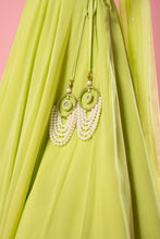 Load image into Gallery viewer, Lime green embroidered lehenga with choker style dupatta