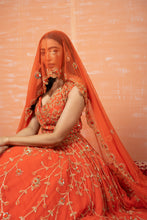 Load image into Gallery viewer, Orange Zardosi Embroidered Lehenga Set