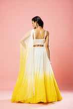 Load image into Gallery viewer, Ivory and yellow ombre lehenga set