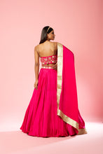 Load image into Gallery viewer, Hot pink hand embroidered lehenga set