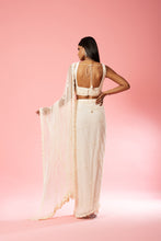 Load image into Gallery viewer, Ivory hand-embroidered saree set