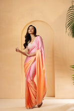 Load image into Gallery viewer, Pink-Peach ombre pre-stitched drape saree