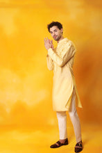 Load image into Gallery viewer, Yellow Embroidered Kurta and Pant