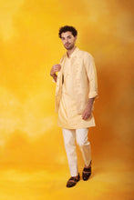 Load image into Gallery viewer, Peach Kurta and Nehru Jacket 2 in 1 open and close with Trouser