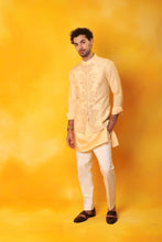 Load image into Gallery viewer, Peach Kurta and Nehru Jacket 2 in 1 open and close with Trouser