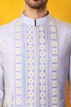 Load image into Gallery viewer, Sky Blue Kurta and Nehru Jacket 2 in 1 open and close with Trouser