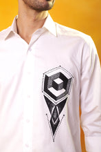 Load image into Gallery viewer, White Shirt Abstract embroidery