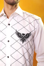 Load image into Gallery viewer, White Shirt All over front embroidery with bird embroidery