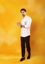 Load image into Gallery viewer, White shirt abstract machine embroidery