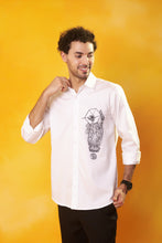 Load image into Gallery viewer, White shirt abstract machine embroidery