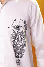 Load image into Gallery viewer, White shirt abstract machine embroidery