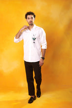 Load image into Gallery viewer, White shirt abstract embroidery