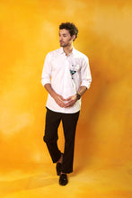 Load image into Gallery viewer, White shirt abstract embroidery