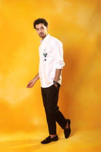 Load image into Gallery viewer, White shirt abstract embroidery