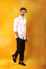 Load image into Gallery viewer, White shirt abstract embroidery
