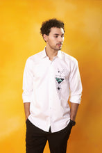 Load image into Gallery viewer, White shirt abstract embroidery