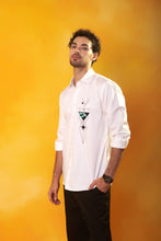 Load image into Gallery viewer, White shirt abstract embroidery