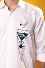 Load image into Gallery viewer, White shirt abstract embroidery